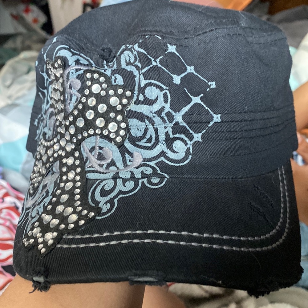 Black Distressed Hat